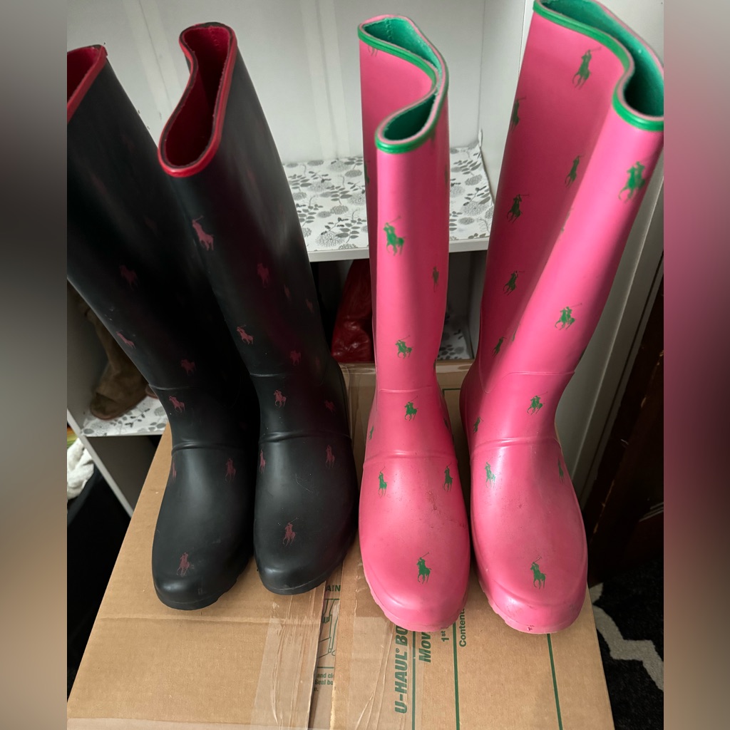 2 Pair Of Ralph Lauren Rain Boots Size 11